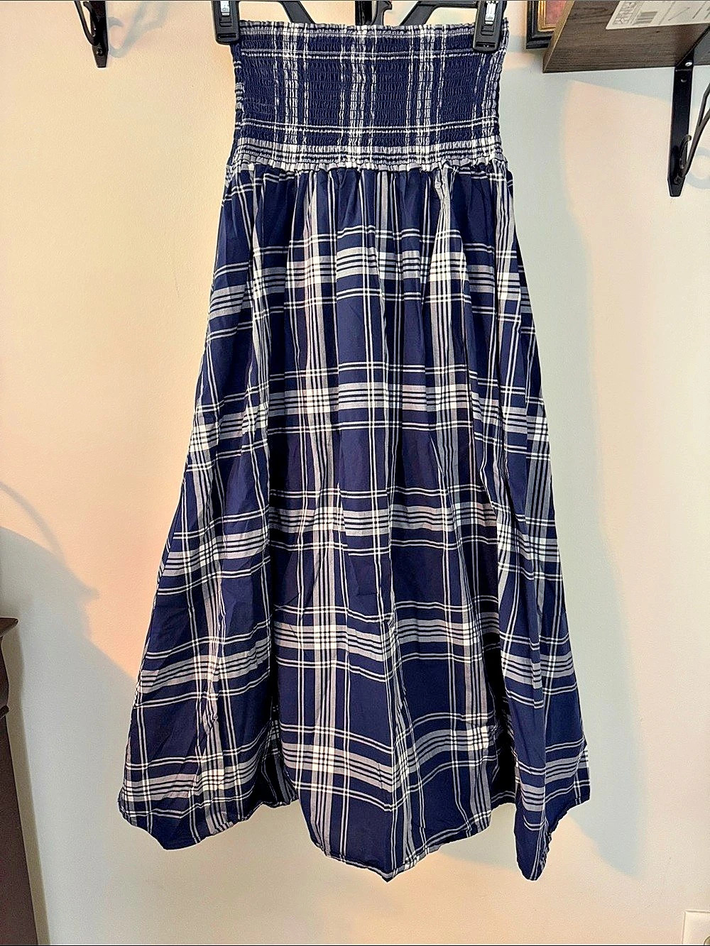 Hill House Plaid Maxi Skirt in Blue & White Size Small